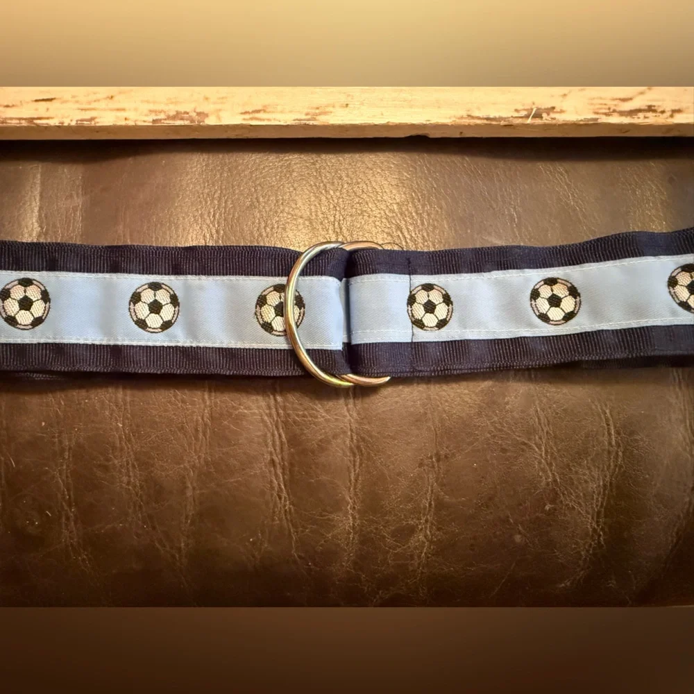 Soccer ⚽️ Ribbon D-Ring Belt (30” inches), Navy